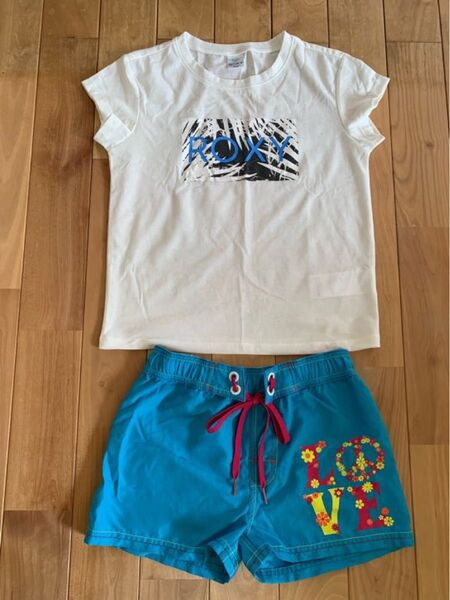 ROXY ラッシュガードTシャツ+SWIVEL サーフパンツ 【2点セット】