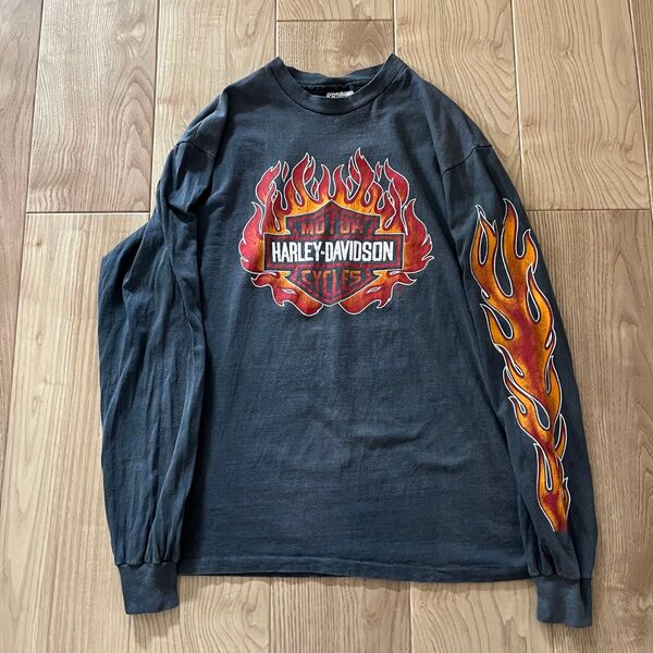 Harley-Davidson フレイムデザイン ロングスリーブ Tシャツ L