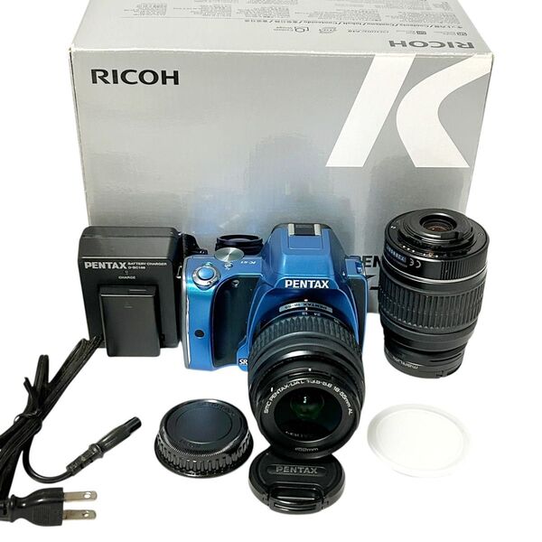 【美品】RICOH PENTAX K-S1 ブルー リコー ペンタックス デジタルカメラ デジタル一眼 ダブルレンズ Kiss