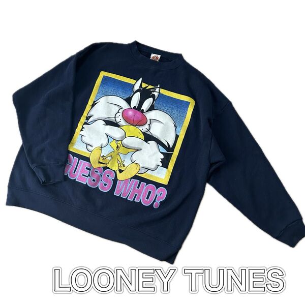 古着 ルーニーテューンズ LOONEY TUNES シルベスターキャット トゥイーティー キャラクタースウェットシャツ トレーナー