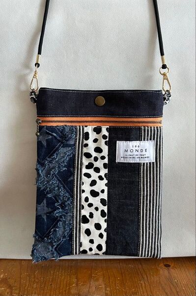 【ハンドメイド】 サコッシュ 斜めがけポシェット お散歩バッグ