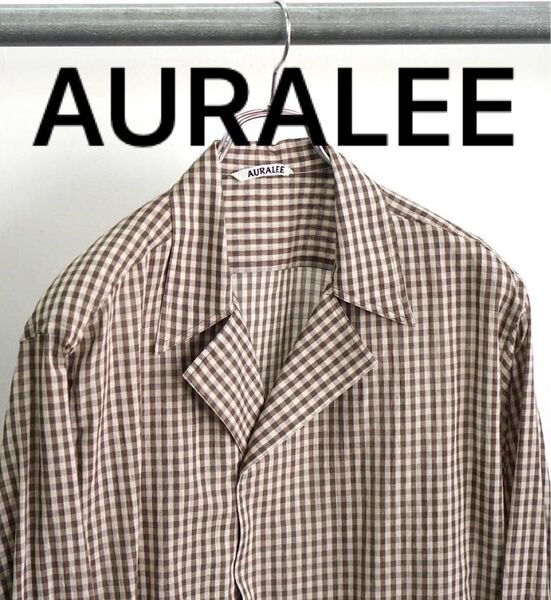 AURALEE AIRY LIGHT COTTON CHECK P/O SHIRT