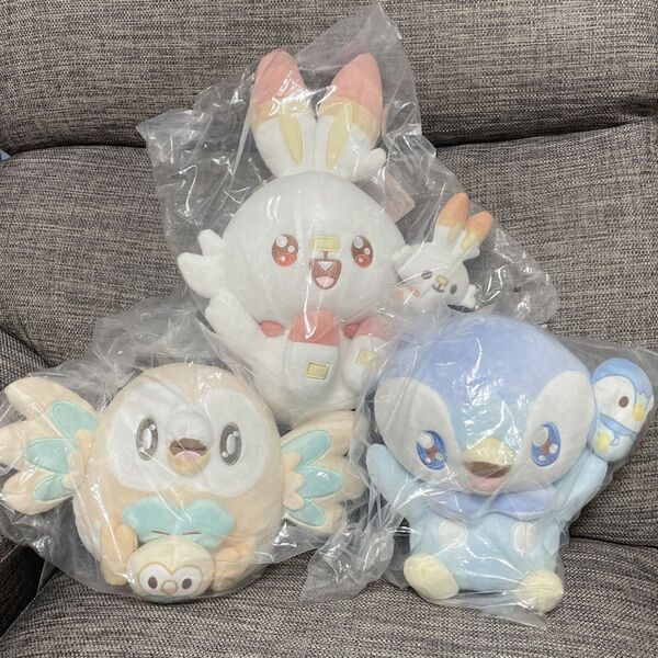 ポケピース 一番くじ ぬいぐるみ ポッチャマ ヒバニー モクロー 3体 ポケモン ポケットモンスター