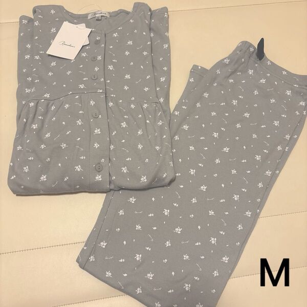 【新品未使用】長袖 マタニティパジャマRosemadame M 小花 グレー