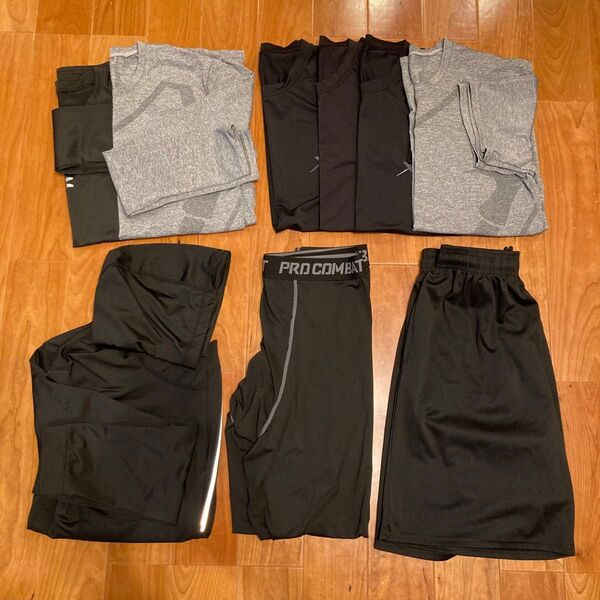 メンズトレーニングウェア セット 長袖シャツ 半袖シャツ ハーフパンツ タイツ パーカー