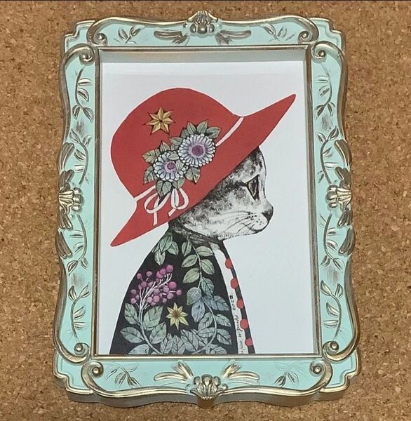 ボリス雑貨店 フォトフレーム入 ポストカード 赤い帽子の猫 ヒグチユウコ
