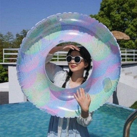 虹色 透明 浮き輪 水遊び用