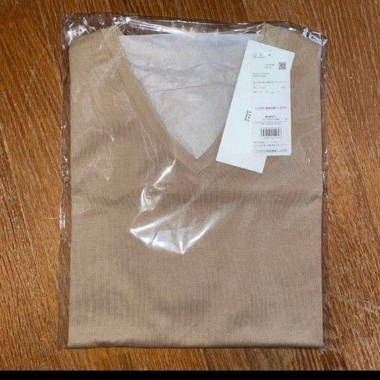 ナノユニバース 汗染み防止 vネックtシャツ ベージュ anti soaked