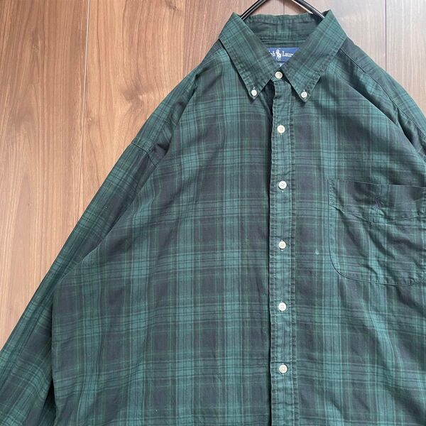 ラルフローレン★The Big Shirt★コットンシャツ★ブラックウォッチ★L