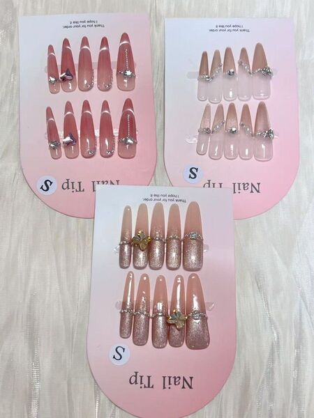 ネイルチップ10枚入り3セット 各サイズ ありXS、S、Mサイズ ハンドメイド 高品質