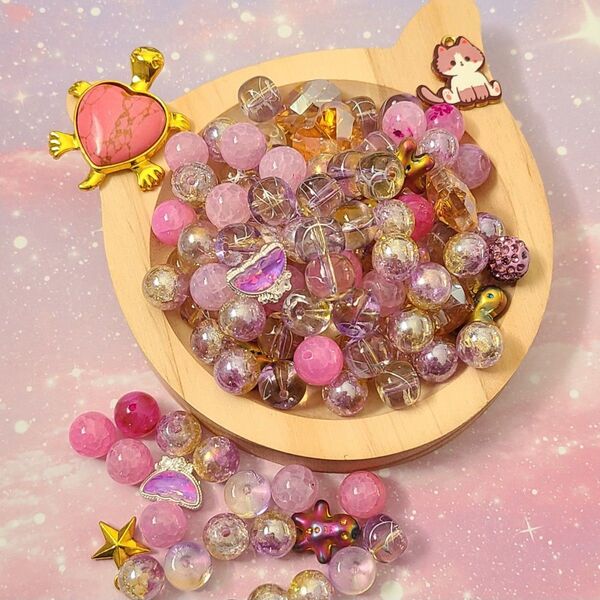 DIYJOJO JOJO 高級ストーン 高品質ガラスビーズ メタルパーツ 150g