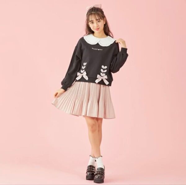 メゾピアノジュニア 後ろリボンランダムプリーツスカート サイズL160
