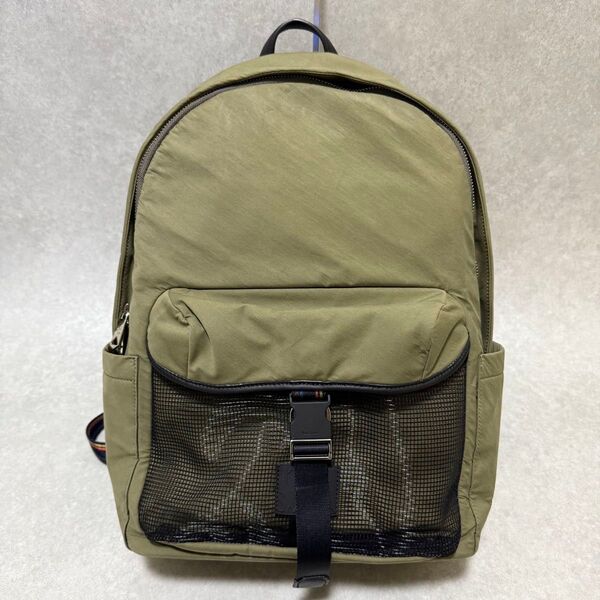 【Paul Smith】美品 リュック マルチストライプ PC収納 カーキ デイパック ナイロン 大容量 ビジネス