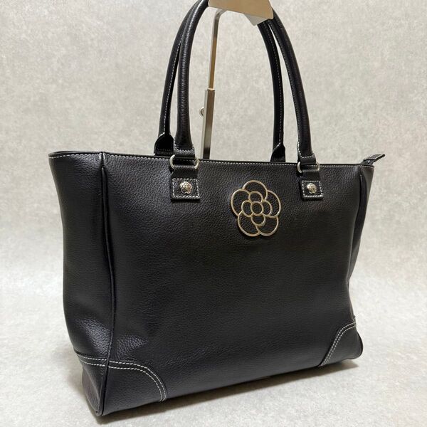 【CLATHAS】美品 クレイサス トートバッグ レザー シボ革 ロゴ 肩掛け 大容量 ビジネス 通勤 通学