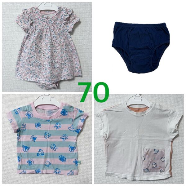 70cmまとめ売り 4枚セット どうぶつの森 シナぷしゅ 春 夏 子供服 ベビー服 ピンク オレンジ ネイビー