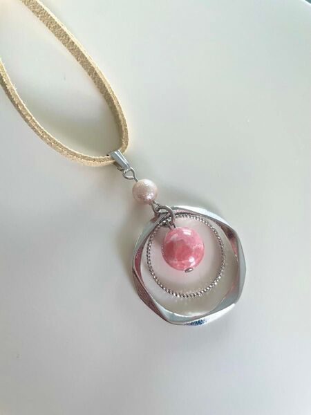 【ハンドメイド】 天然石のネックレス ピンク シルバー ネックレス ペンダント ネックレス アクセサリー