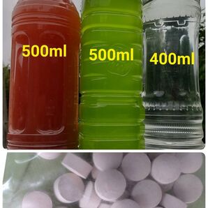 PSB(光合成細菌)500ml & グリーンウォーター(青水、種水)500ml & 魚のエサ 400ml & エビオス30錠