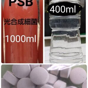 魚のエサ 400ml & PSB(光合成細菌) 1000ml & 培養錠 30錠。ゾウリムシ エビオス錠 メダカ 金魚 ミジンコ