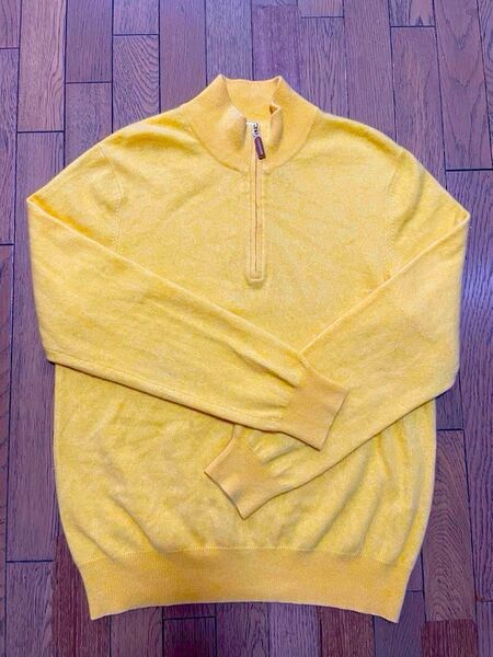 先着順 ユニクロ メンズ カシミヤ100% セーター XXL イエロー系 ジップアップ