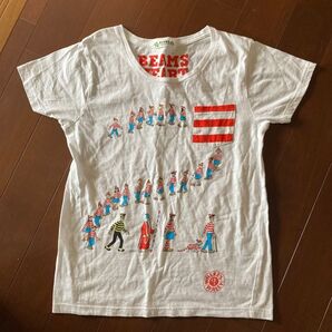 ビームスハート ウォーリーを探せ Tシャツ 半袖 ホワイト 白 トップス