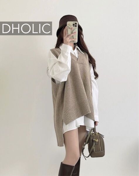 【完売品】DHOLIC アンバランスルーズニットベスト