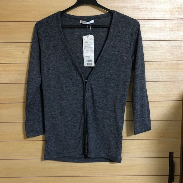シンプル グレー 紫外線 冷房 予防 未使用 タグ付 M Tシャツ カットソーカーディガン 長袖 トップス