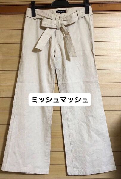 MISCH MACSCH パンツ ワイド ベージュ ボトムス ライトベージュ ワイドパンツ M チノパン 涼しい ベルト付