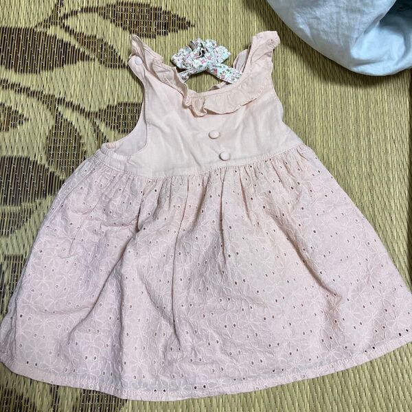 ベビー服 女の子 ワンピース ピンク 花柄 刺繍