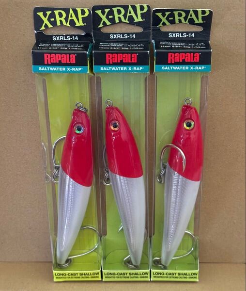3個セット ラパラ ソルトウォーターエックスラップ ロングキャストシャローS XRLS-14 レッドヘッド 14cm 53g