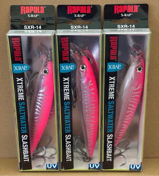 3個セット ラパラ ソルトウォーターエックスラップ SXR-14 14cm 43g ホットピンクUV