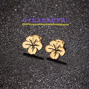 ハイビスカス ハナハナ ピアス 沖ドキ 沖スロ ワンポイント パチンコ ゴールド