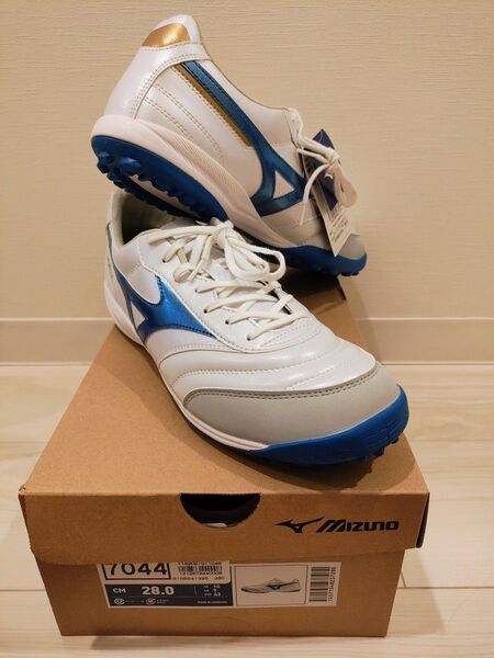 ミズノ モレリアサラ プロ ターフ Q1GB241325 サッカー トレーニングシューズ 2E : ホワイト×ブルー MIZUNO