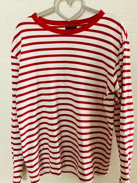 【EDWIN】レディース 赤×白 ボーダー 長袖Tシャツ カットソー トップス