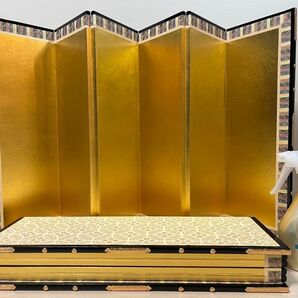 【展示品】金屏風 衝立 高さ45cm 15号 六曲一双 雛人形 五月人形 25