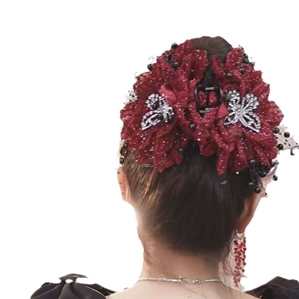 ヘアクリップ バレッタ ヘアアクセサリー 羽 蝶 エレガント 髪飾り 髪留め