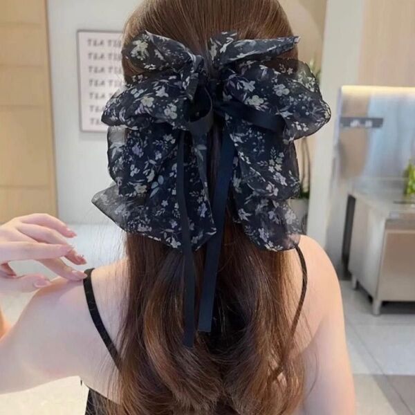 ヘアクリップ レディース ヘアアクセサリー シフォン リボン 髪留め ヘアアレンジ 髪飾り 簡単 大人可愛い