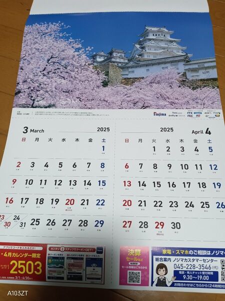 2025年 令和7年 壁掛け カレンダー 世界遺産 世界の風景 絶景 大自然 ノジマ 2ヶ月に1枚のクーポン付き 丸めて防水発送
