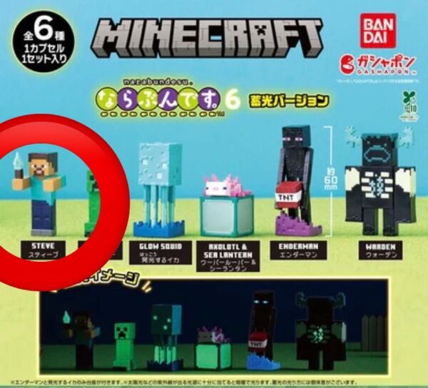 MINECRAFT マインクラフト ならぶんです。6 蓄光ver. ・スティーブ・リーフレット付き