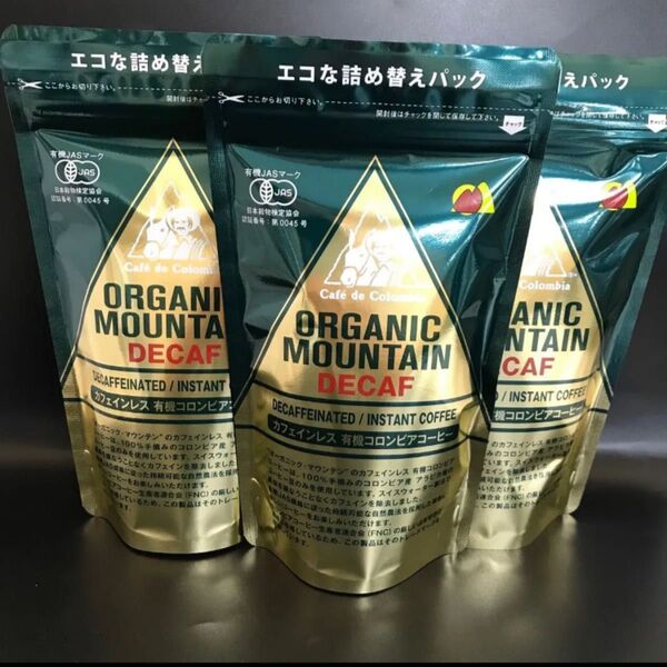 オーガニックマウンテン デカフェ 有機インスタントコーヒー詰め替え 80g 3パック