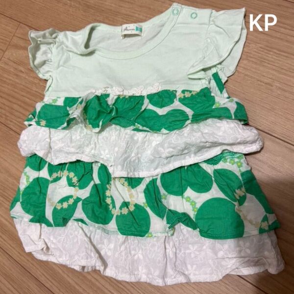 ベビー服 グリーン系 KP 90 女の子 半袖Tシャツ ニットプランナー