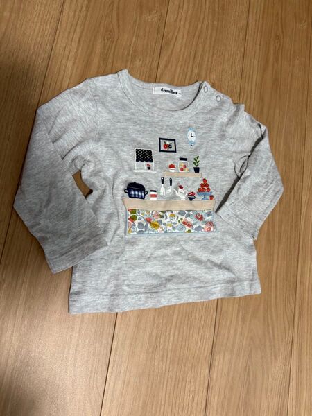 ファミリア カットソー 90 グレー 長袖Tシャツ 長袖 ロンT
