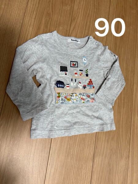 ファミリア カットソー 90 グレー 長袖Tシャツ 長袖 ロンT