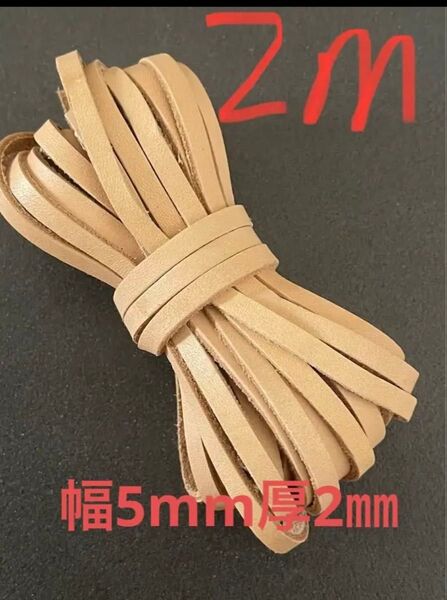 プローブメンテナンス紐交換用 革紐 クラフト 幅5mm厚2㎜ ベージュ2m