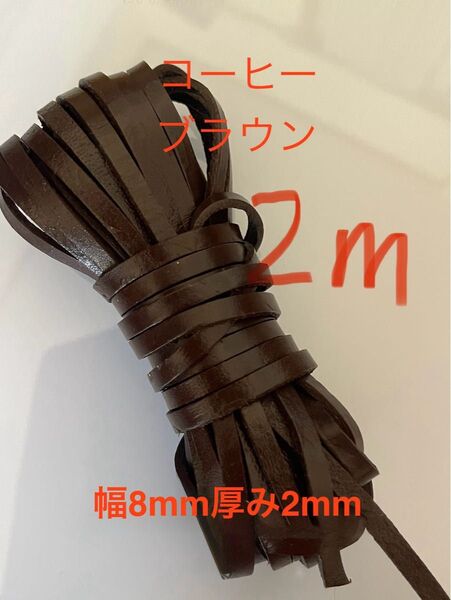 プローブメンテナンス紐交換用 革紐 クラフト 幅5mm厚2㎜ コーヒーブラウン2m