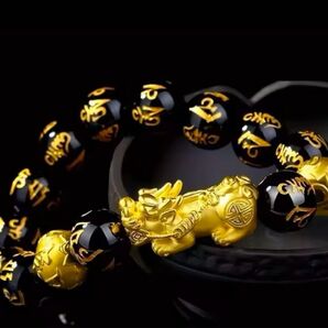 ゴールドブレスレット ゴールド シルバールチル ブレスレット クリスタル 数珠 アクセサリー 大金虎図目貫 金色絵 武具 リング
