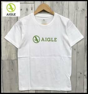 ★未使用品★ タグ付き AIGLE エーグル THINK GREEN ロゴ プリント 半袖 Tシャツ カットソー アウトドア 登山 スポーツ ホワイト 白 XS