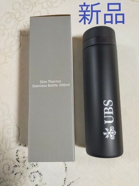 スリムサーモステンレスボトル 携帯用魔法瓶 保温保冷水筒 黒 300ml
