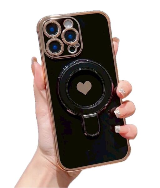 iPhone16、15、14、13、12、11Pro Max Plus Magsafe ワイヤレス充電 スマホケース スタンド付き