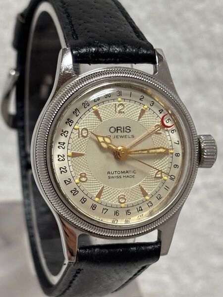 【美品】ORIS オリス ポインターデイト 自動巻き【7400B】純正尾錠 文字盤:シルバー系【動作状況:良好】メンズモデル