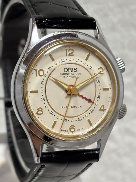 【美品】ORIS オリス アラームウォッチ 手巻き【418-7307】文字盤:ホワイト【動作状況:良好】メンズモデル